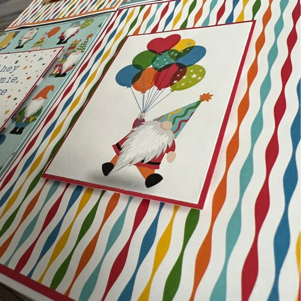 Handmade Gnome Birthday Greeting Cards Set of 4 5”x7” With Envelopes